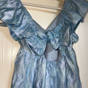 Blue Floral Ruffled Dress